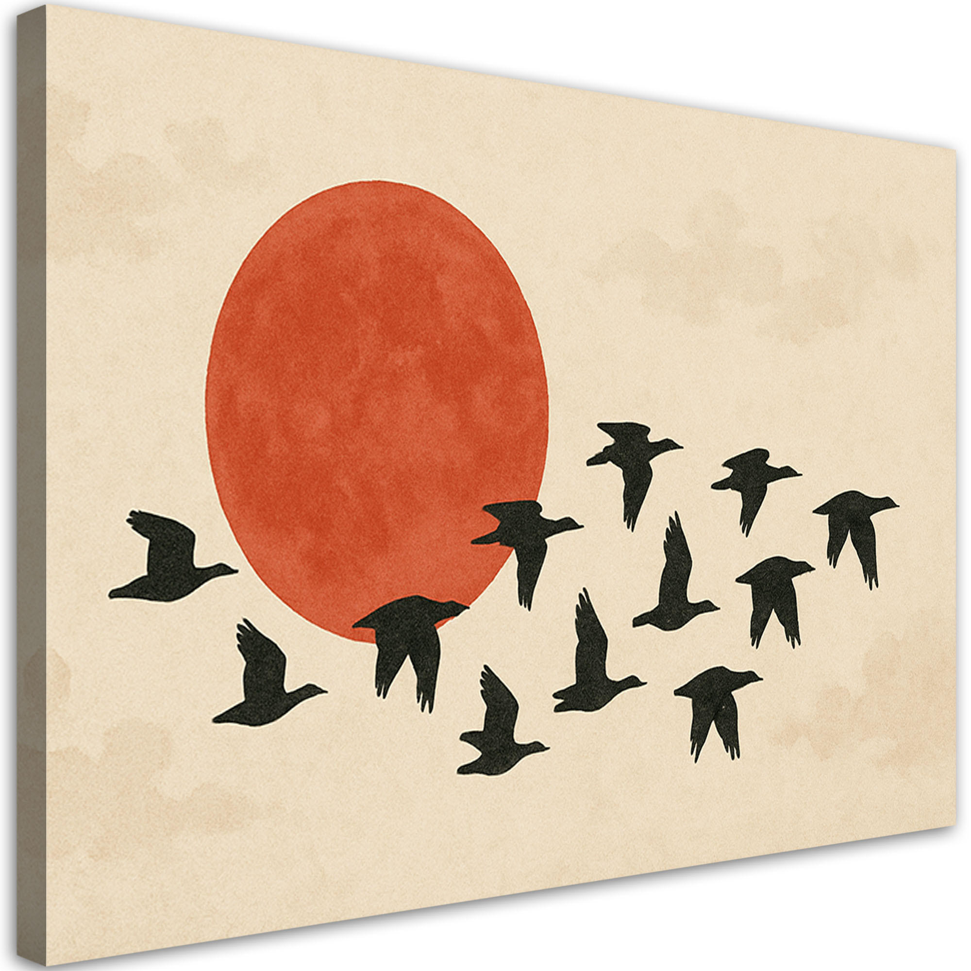 LEINWANDBILD Vögel Sonne Minimalismus Beige 60x40cm - Beige, Textil (60/40cm) - Feeby