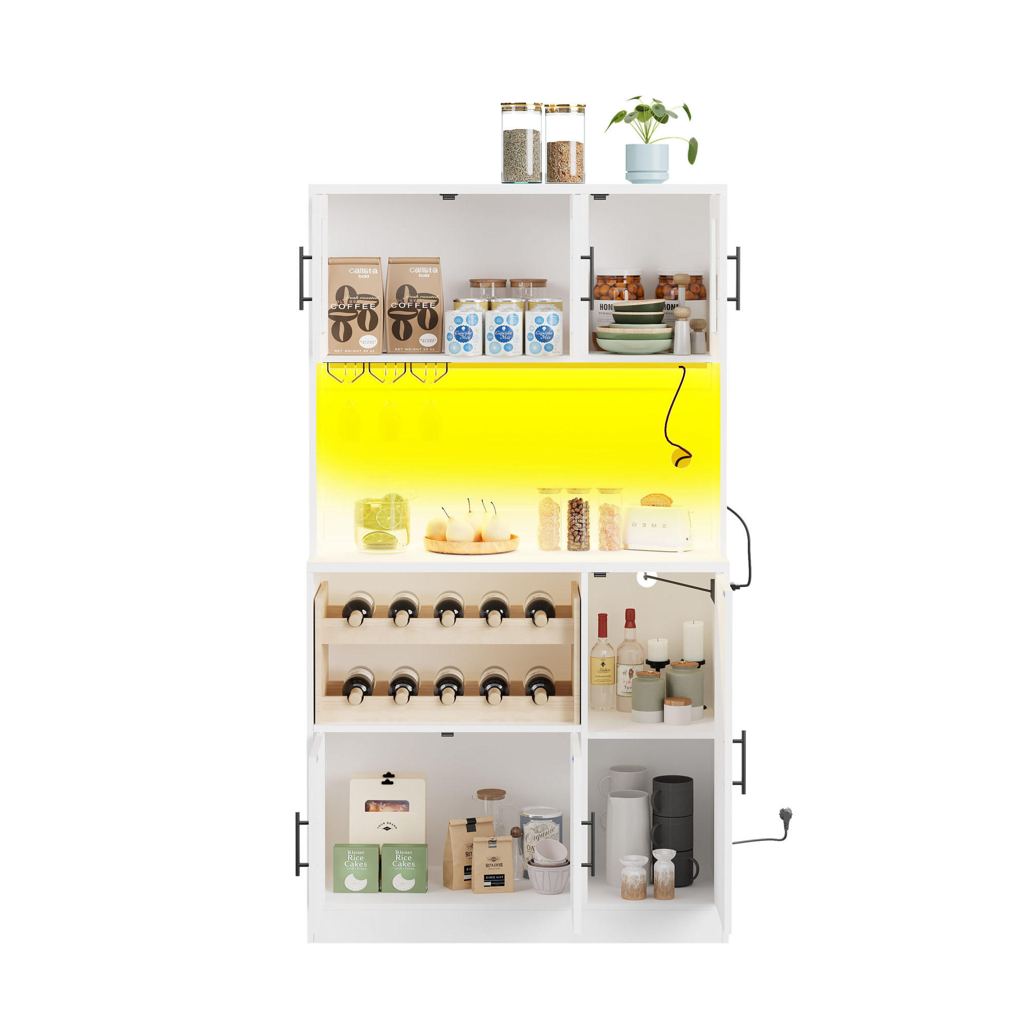 BUFFET 100/180/40 cm Weiß aus MDF mit RGB-LED und Steckdosenleiste - Weiß, Holzwerkstoff (40/180/100cm) - OKMYHOME