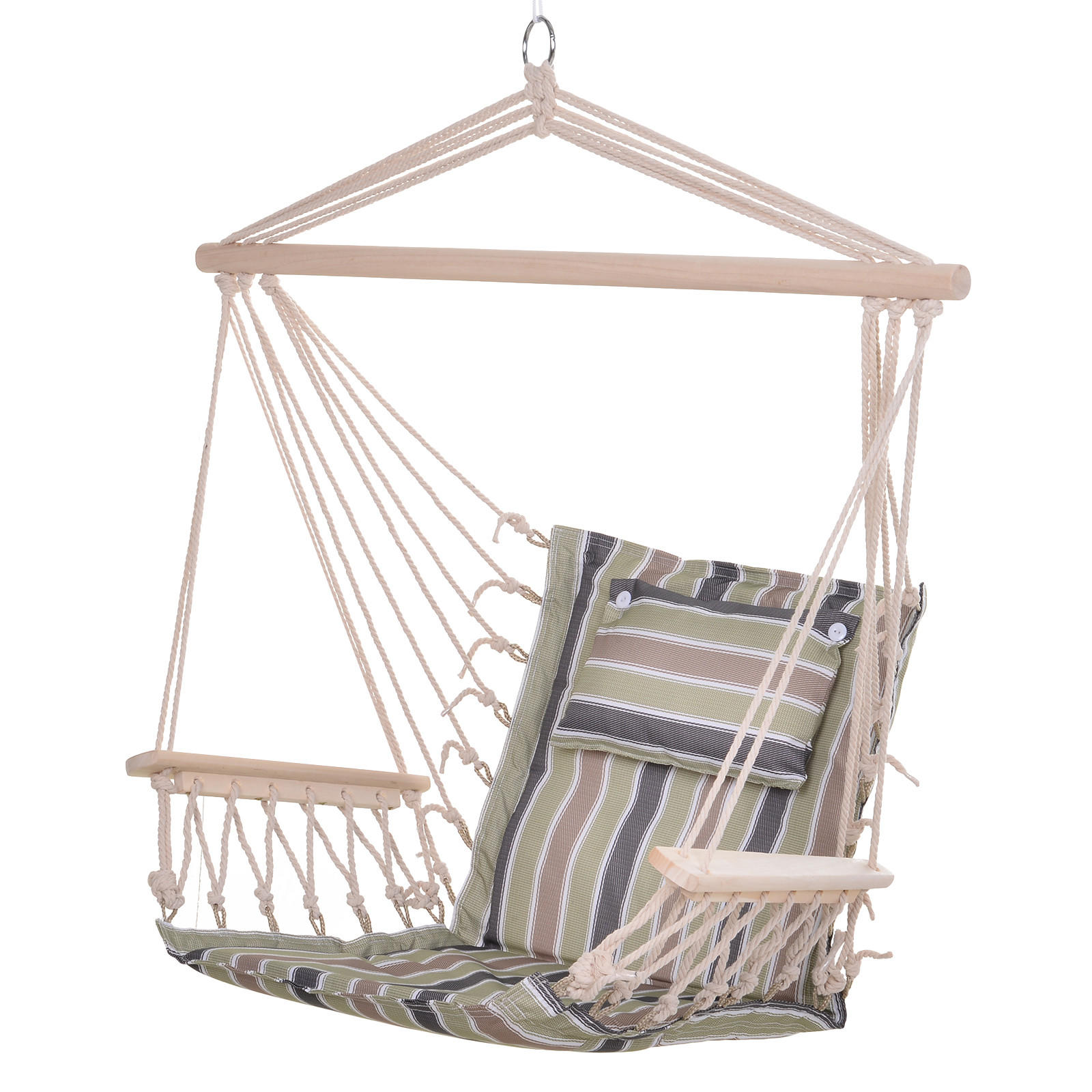 HÄNGESESSEL DE-15226 100/49/106 cm mit Macramé Mehrfarbig gestreift - Beige, Metall (49/106/100cm) - ComfortXL