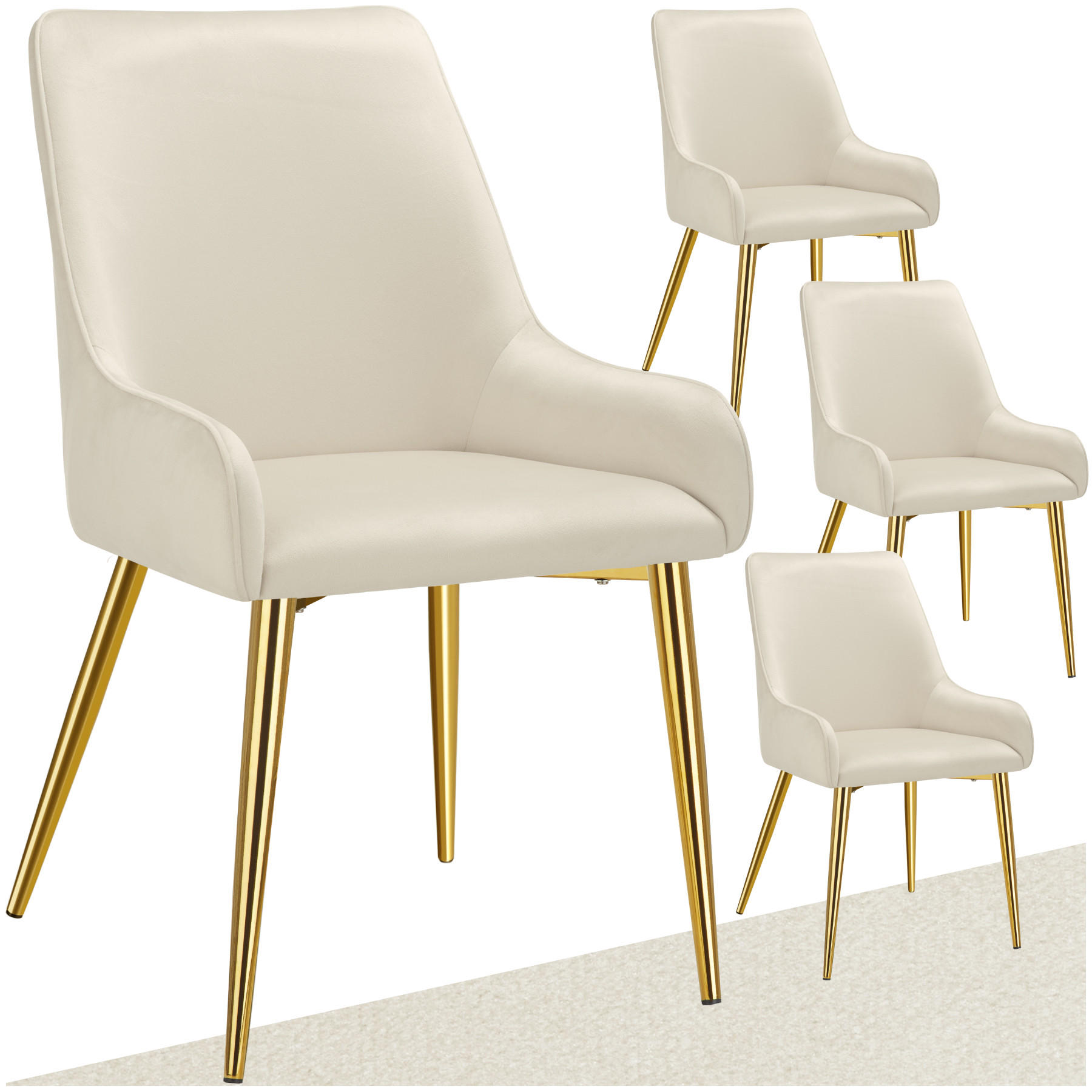 POLSTERSTUHL 4er Set Avane 52 x 61 x 89 cm beige - Beige, Textil (52/89/61cm) - tectake
