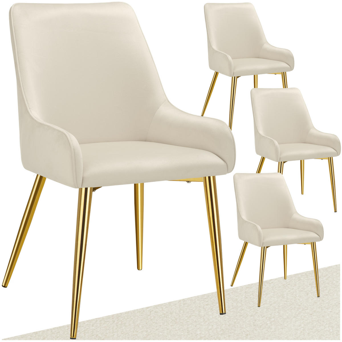 POLSTERSTUHL 4er Set Avane 52 x 61 x 89 cm beige - Beige, Textil (52/89/61cm) - tectake
