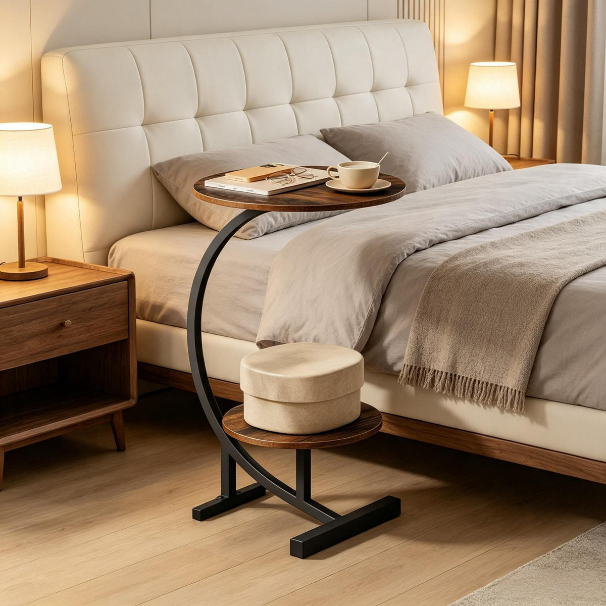 BEISTELLTISCH kompakt modern für Sofa und Bett - Braun, Holzwerkstoff/Metall (31/30/66cm)