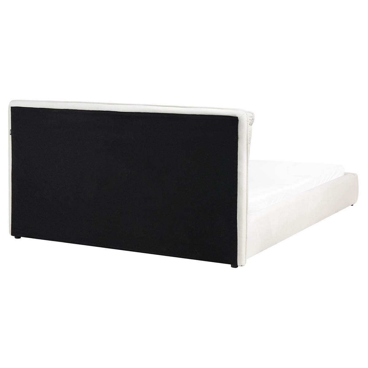 BETT mit Lattenrost 160/200 cm Cremeweiß Bajonna - Schwarz/Weiß, Textil (160/200cm) - Beliani