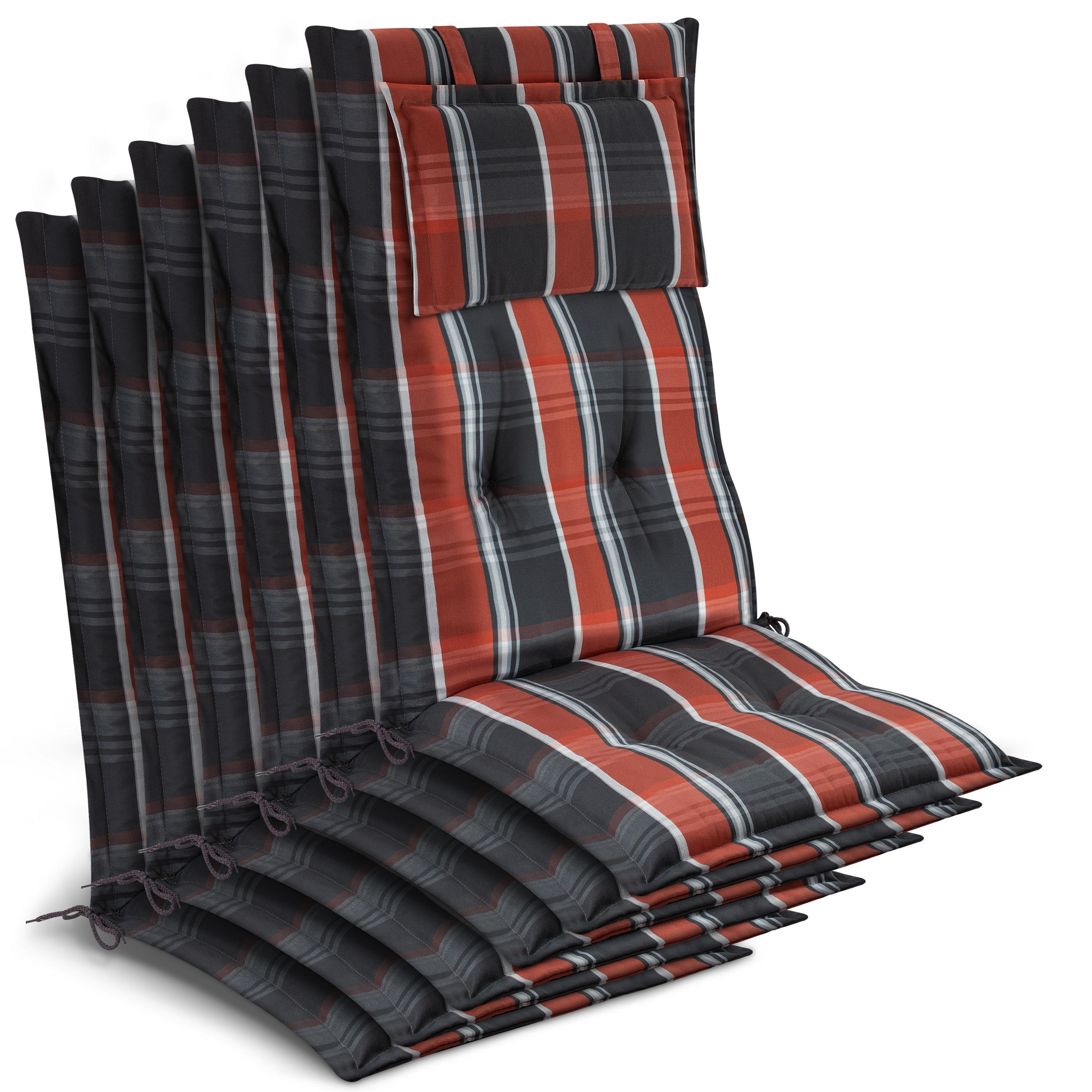 HOCHLEHNER Highlux HL 120x52x7cm Grau-Orange-Weiß-Kariert (6tlg) - Orange, Textil (52/120cm) - Beautissu 