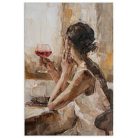 POSTER Ölgemälde - Frau - Wein 20x30 cm - Hellbraun, Papier (20/30/0.1cm) - MuchoWow