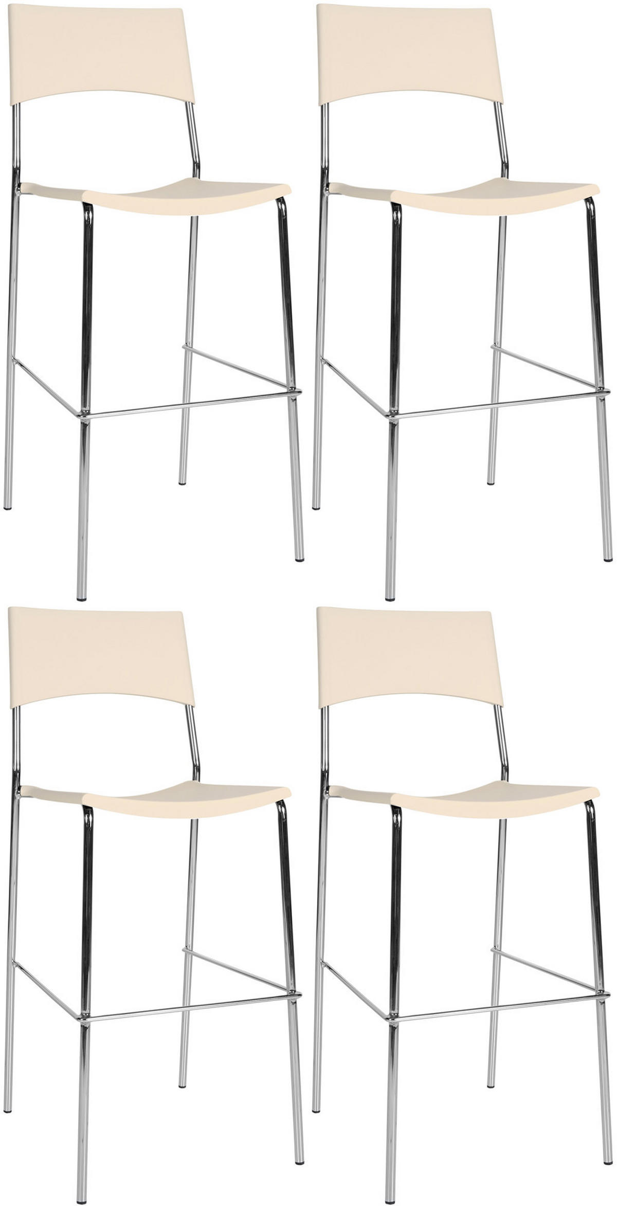 BARHOCKER 4er Set Metall creme - Chromfarben/Creme, Metall (43/114/41cm) - CLP