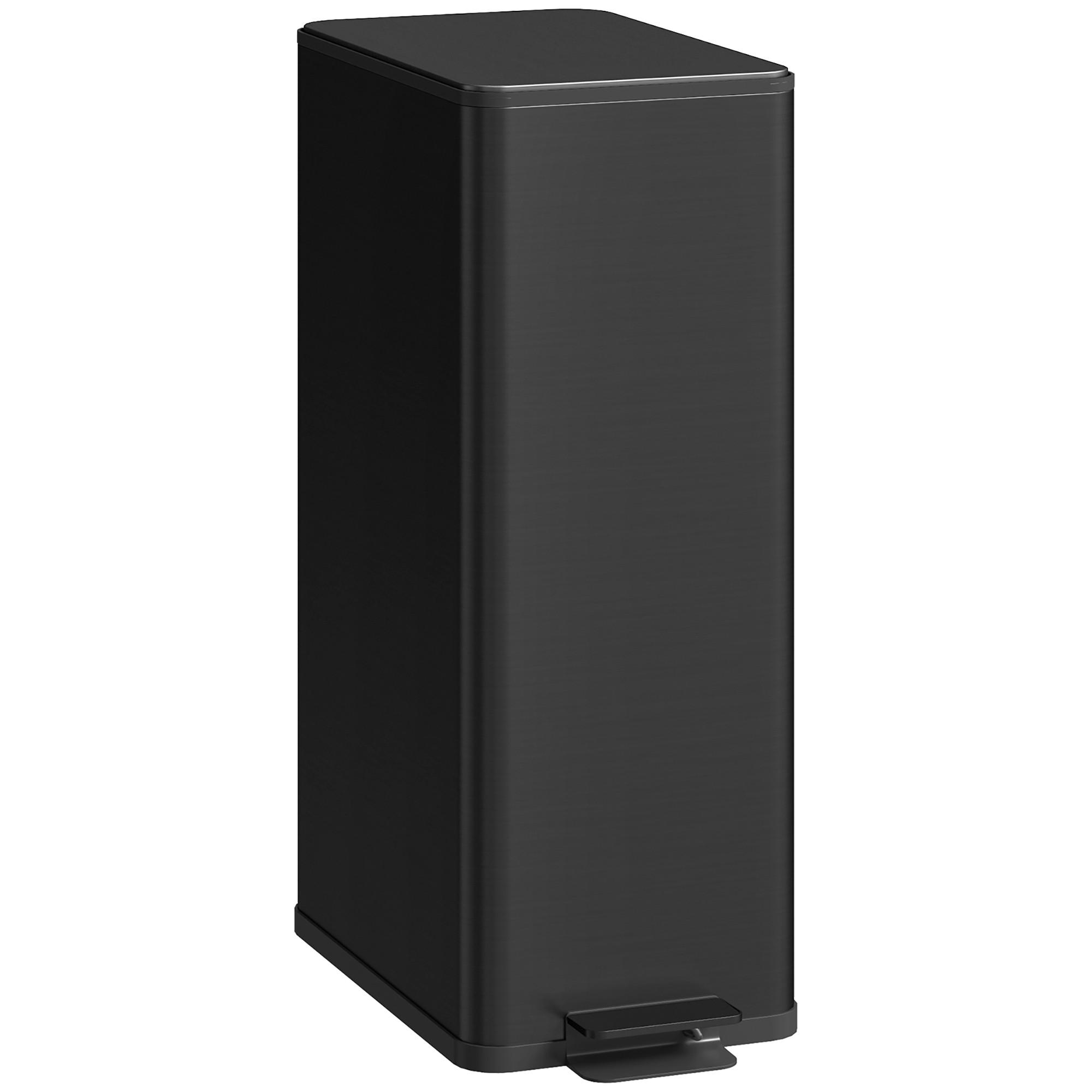 MÜLLEIMER Edelstahl Kunststoff Schwarz - Schwarz, Metall (37.2/57/21.5cm) - HOMCOM