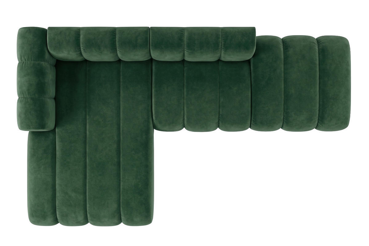 ECKSOFA Modulares In L-Form Mit Hocker, Velvet-Stoff Riviera, Grün, Links, GRAND Mini - Olivgrün, Holz (295/179cm) - Kaiser Möbel