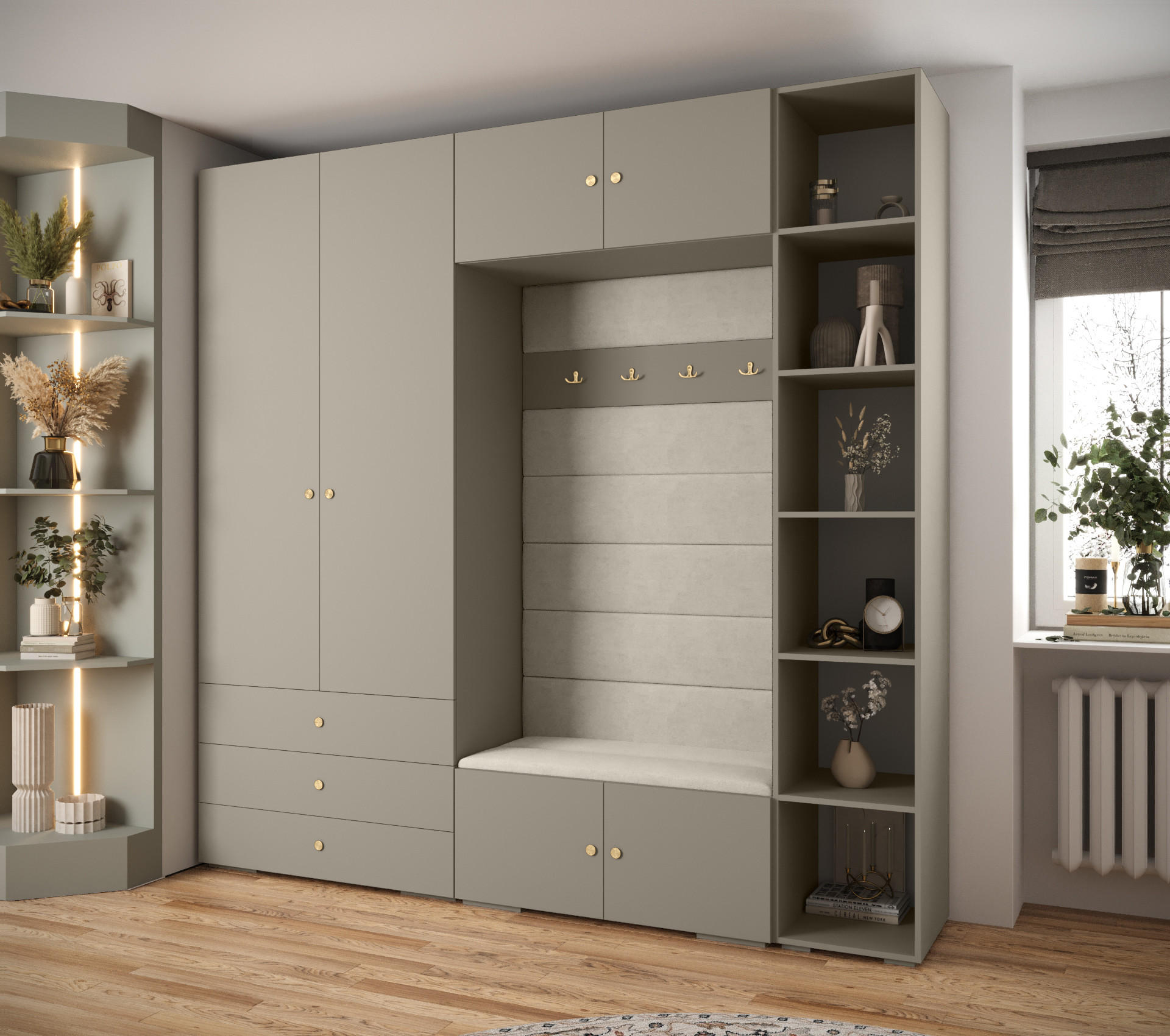 GARDEROBEN-SET 236,7/240/47 - Kaschmir/Goldfarben, Holz/Kunststoff (240/236.7/47cm) - Abiks Möbel