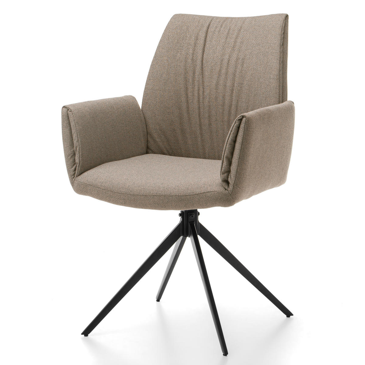 STUHL PRATO gepolstert mit Steppung - dunkelbeige - Chenille - Beige/Schwarz, Textil/Metall (60/89/63cm) - NEW HOME