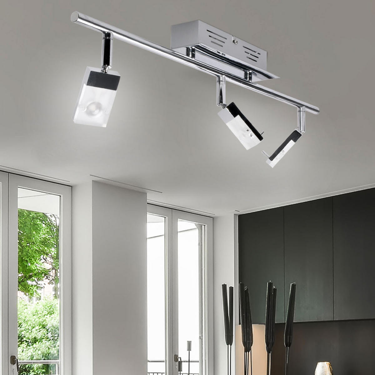 LED DECKENLEUCHTE Metall Silber - Silberfarben, Metall (60/17/17cm)