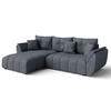 ECKSOFA L Form Verciani Grau 266/190/91 cm mit Schlaffunktion - Schwarz/Grau, Kunststoff/Textil (266/190cm) - AX Living