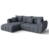 ECKSOFA L Form Verciani Grau 266/190/91 cm mit Schlaffunktion - Schwarz/Grau, Kunststoff/Textil (266/190cm) - AX Living