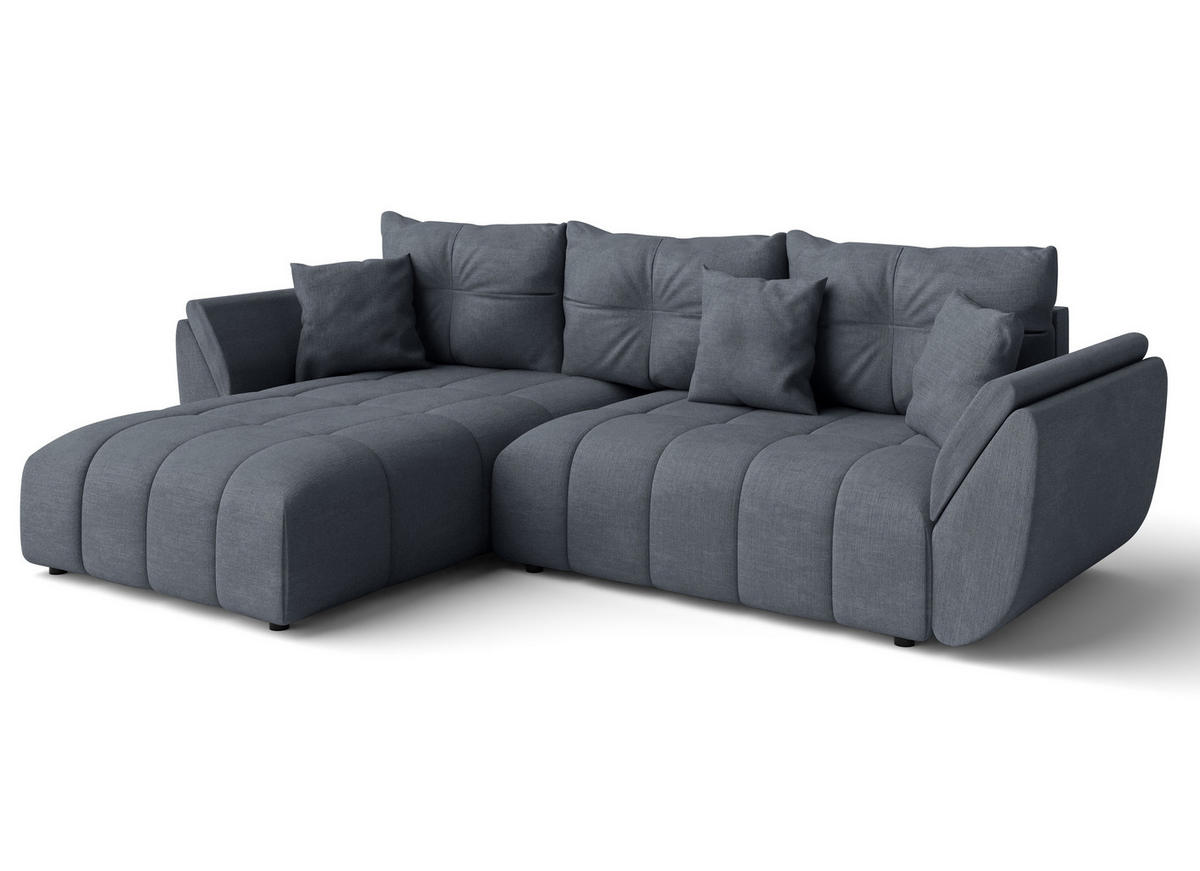ECKSOFA L Form Verciani Grau 266/190/91 cm mit Schlaffunktion - Schwarz/Grau, Kunststoff/Textil (266/190cm) - AX Living