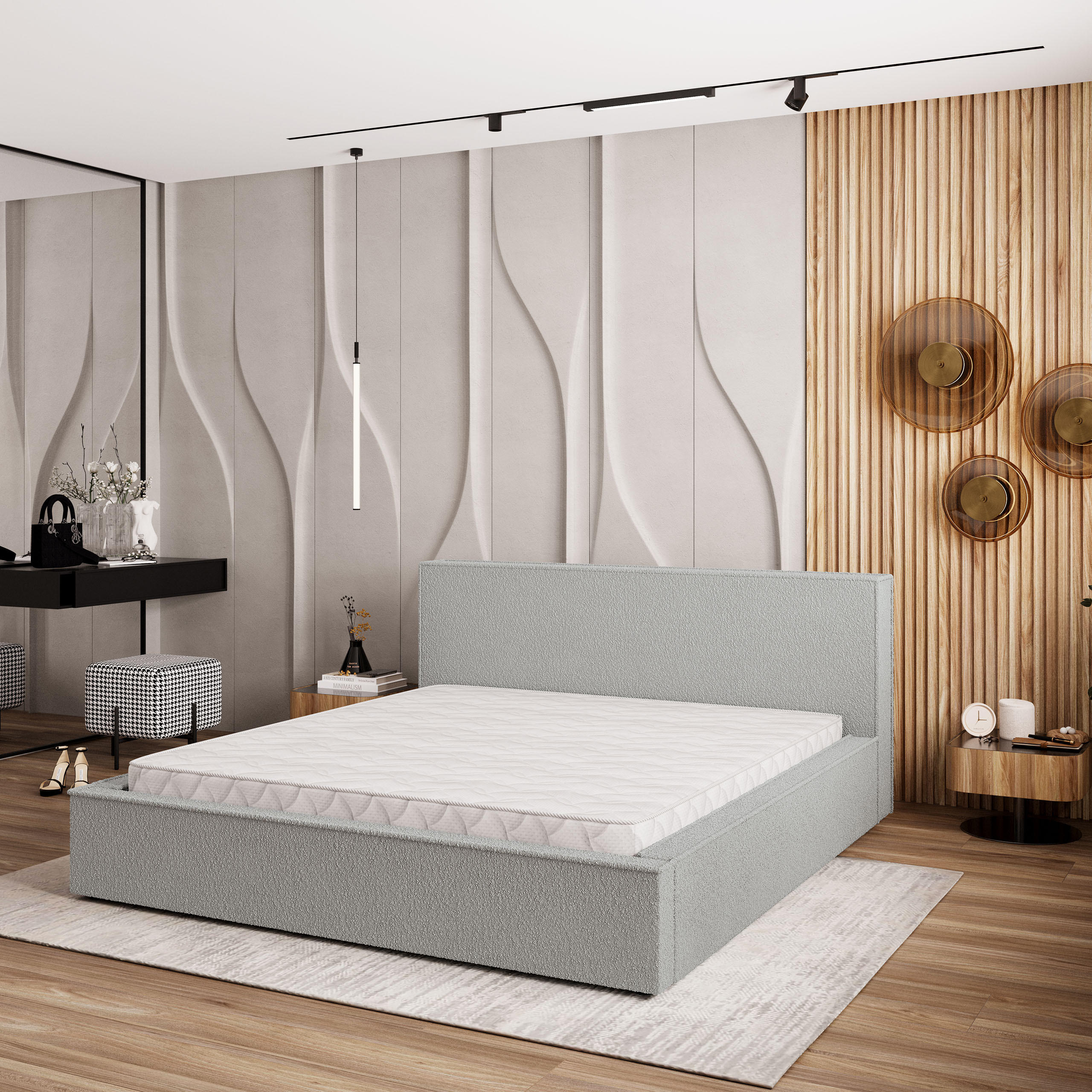 POLSTERBETT CELORA 140x200 cm mit Bettkästen - Hellgrau - Hellgrau, Holz (140/200cm) - MASSENO