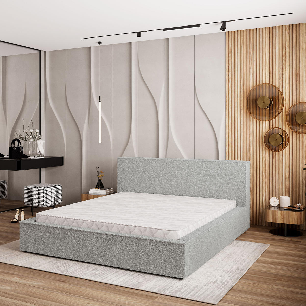 POLSTERBETT CELORA 140x200 cm mit Bettkästen - Hellgrau - Hellgrau, Holz (140/200cm) - MASSENO