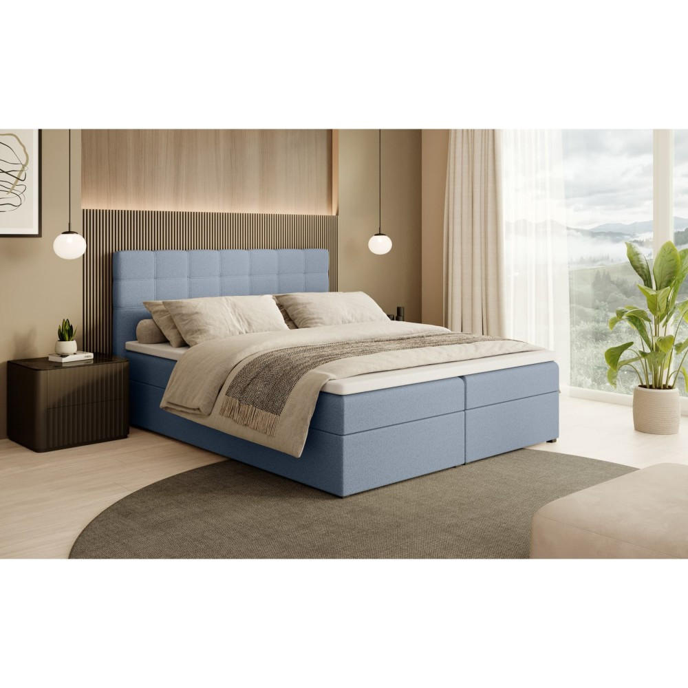POLSTERBETT Topiq I 164/203/103 hellblau, Bouclé-Stoff - Hellblau, Holzwerkstoff (160/200cm) - Beautysofa