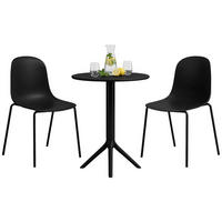 GARTENMÖBEL-SET Ella 2 Stühle 162x60x85cm Kunststoff Schwarz Balkonset - Schwarz, Kunststoff - DELUKE