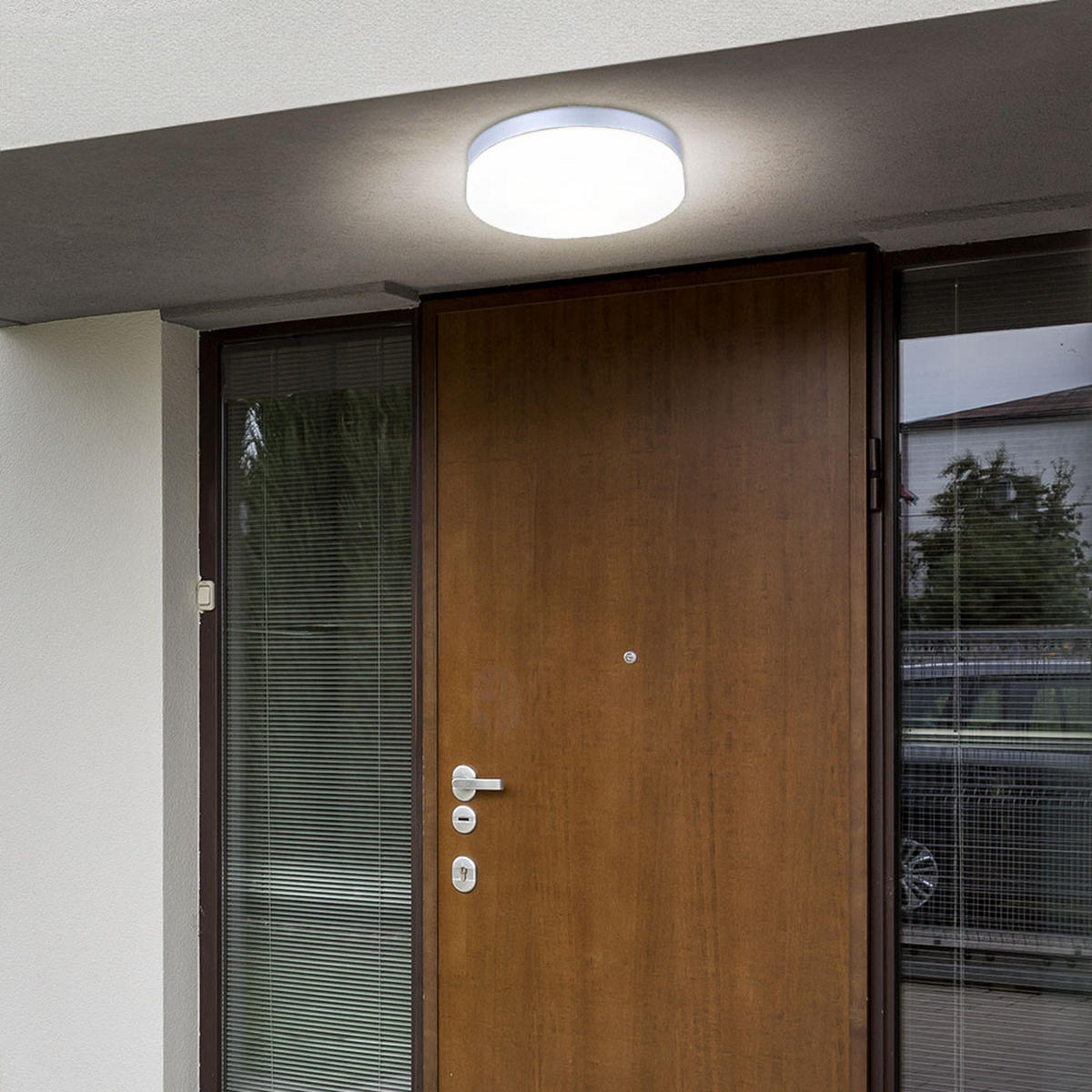 LED AUSSENDECKENLEUCHTE Alu Silber - Silberfarben, Glas (30/30/7cm) - Globo Lighting
