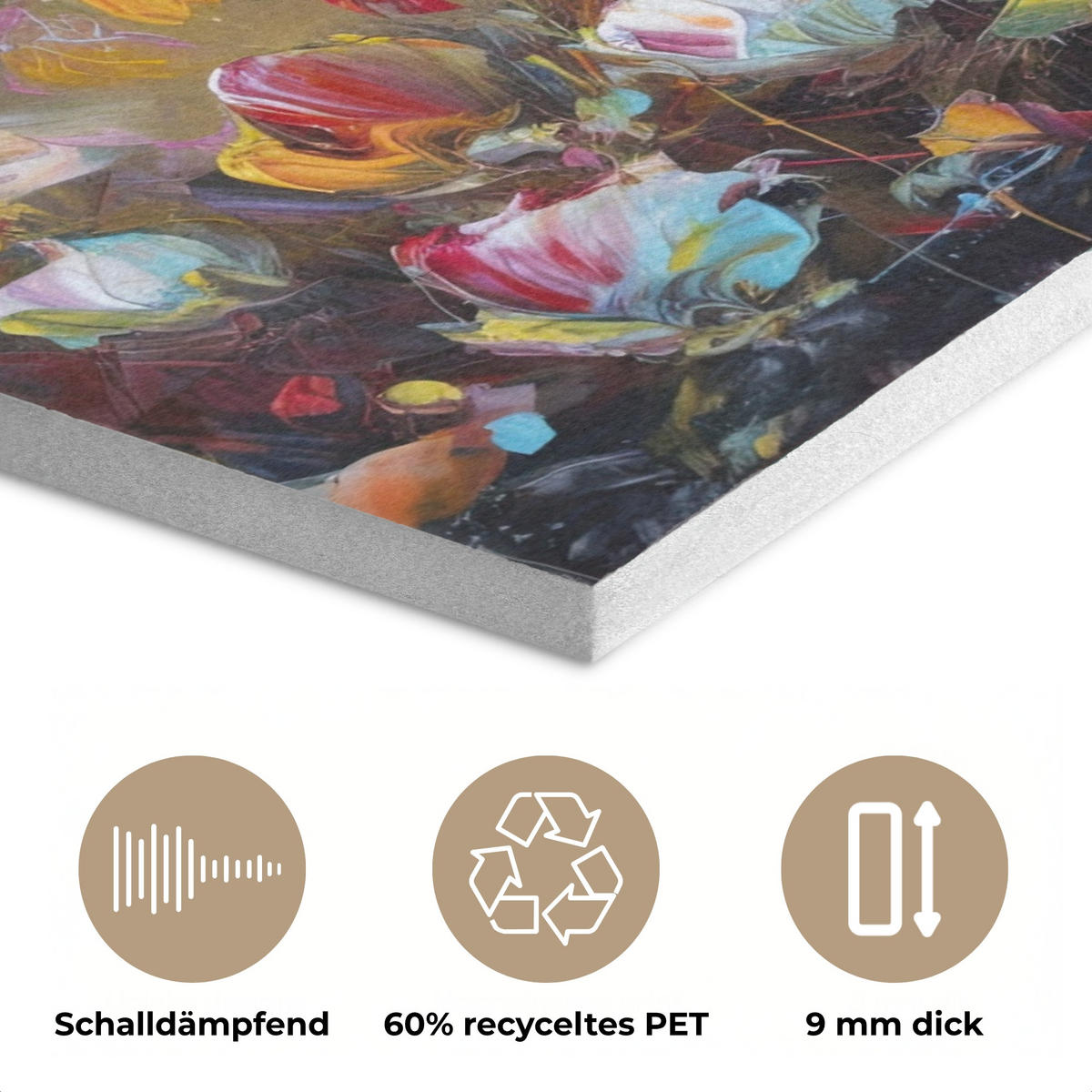 AKUSTIKPANEEL Blumen - Kunst - Natur - Ölgemälde 80x60 cm - Multicolor, Textil (80/0.9/60cm) - MuchoWow