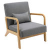 SESSEL Holz hellgrau - Eukalyptusholzfarben/Hellgrau, Holz/Textil (64/74/80cm) - CLP