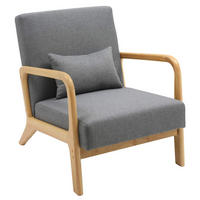 SESSEL Holz hellgrau - Eukalyptusholzfarben/Hellgrau, Holz/Textil (64/74/80cm) - CLP