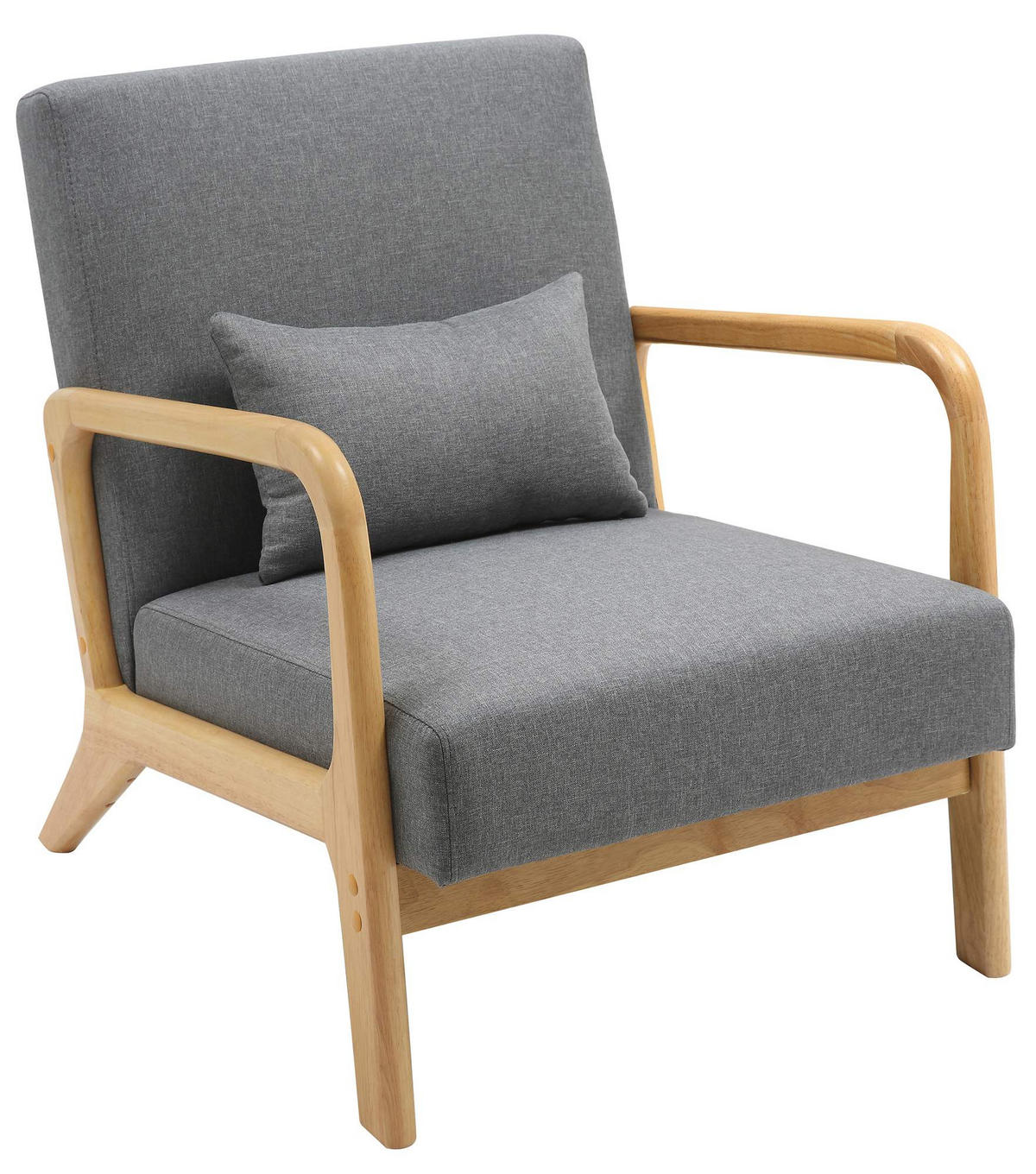 SESSEL Holz hellgrau - Eukalyptusholzfarben/Hellgrau, Holz/Textil (64/74/80cm) - CLP