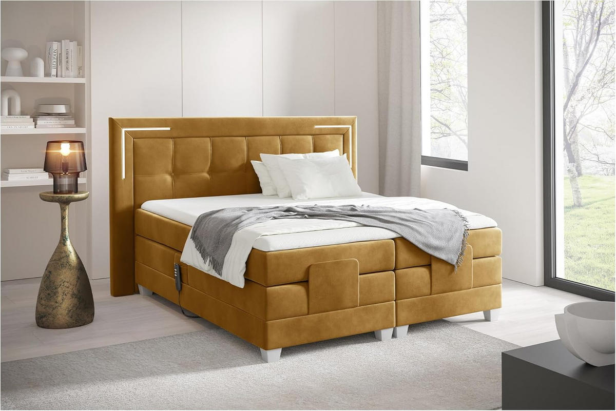 BOXSPRINGBETT TARENTE - Gelb, Holzwerkstoff (120/200cm) - Meblini