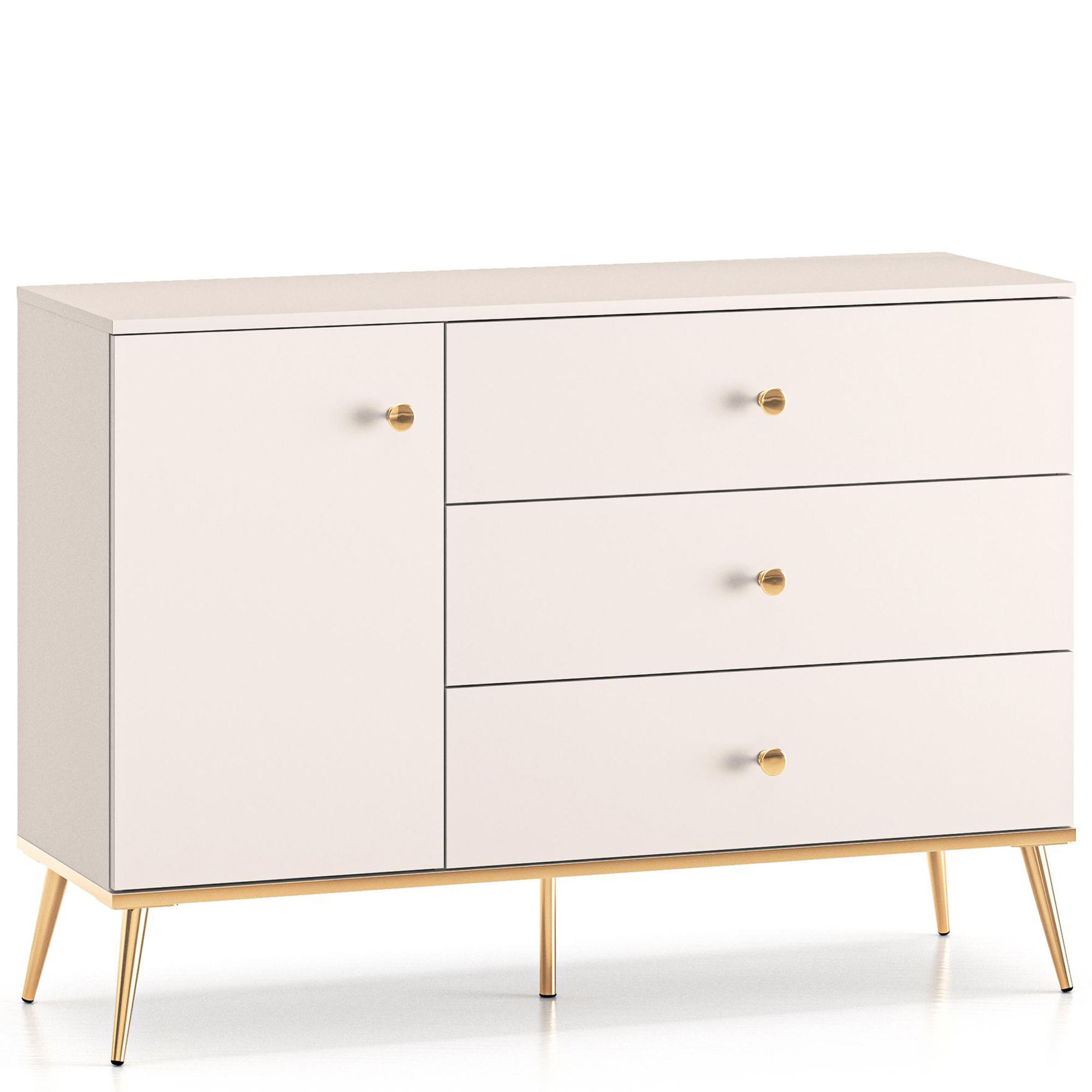KOMMODE FRALIA,Creme - Creme, Holzwerkstoff (120/85/40cm) - KONSIMO®