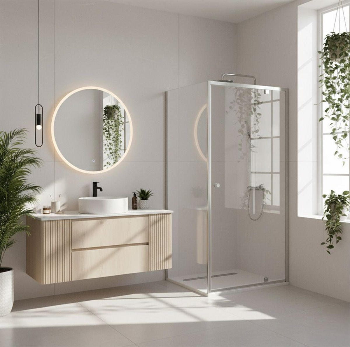 DUSCHKABINE Rea Primo Swing 90x100 Chrome - Chromfarben, Glas (90/100/190cm) - REA