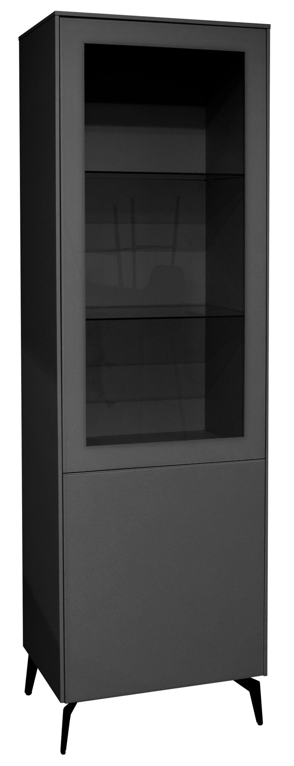 STANDVITRINE Imola Anthrazit matt lack und Glas - Grau, Holzwerkstoff (61/179/42cm)