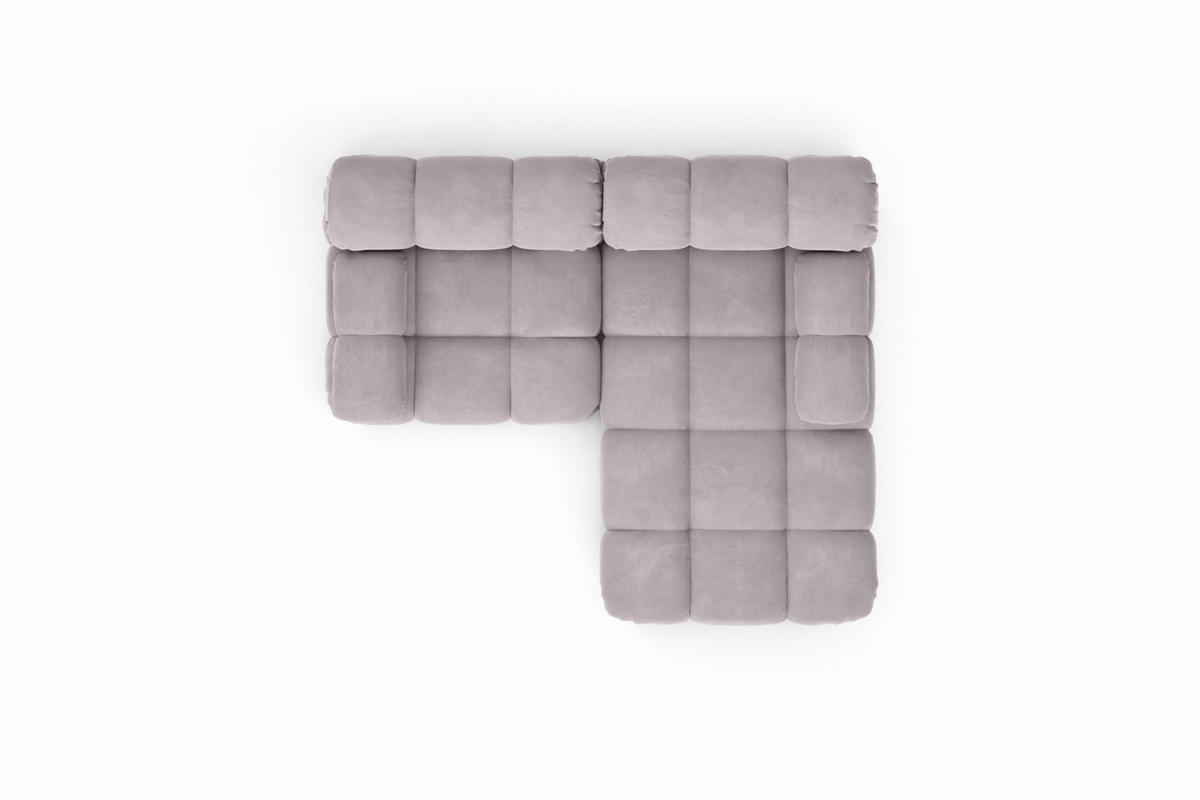 ECKSOFA L-form Mini Modular, Veloursstoff Salvador, Grau, Rechts, Selia - Grau, Holz (190/160cm) - Kaiser Möbel