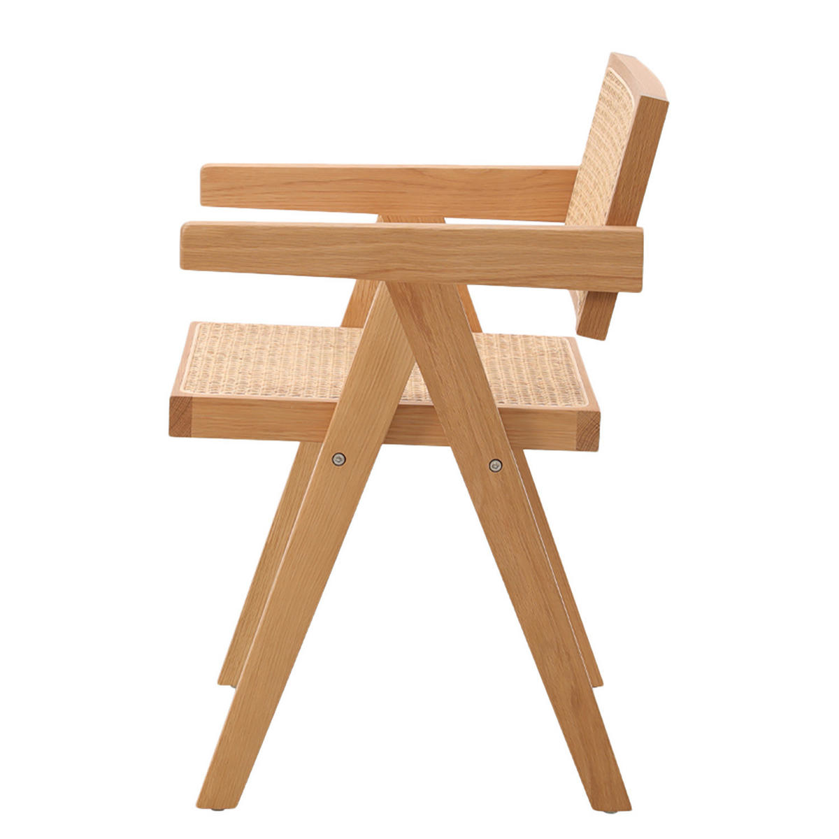 ARMLEHNENSTUHL mit Wiener Geflecht - Eiche massiv - Beige, Holz (51/77/54cm) - home24