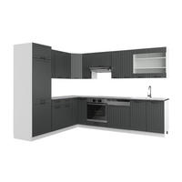 ECKKÜCHE Fame-Line Anthrazit Landhaus/Weiß 227 x 287 cm, AP Anthrazit - Dunkelgrau/Weiß, Holzwerkstoff (287/81.6/60cm) - Vicco