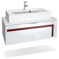 WASCHBECKENUNTERSCHRANK Aloha Absetzungen in Bordeaux Hochglanz - Bordeaux, Holzwerkstoff (96/36/51cm) - Vladon