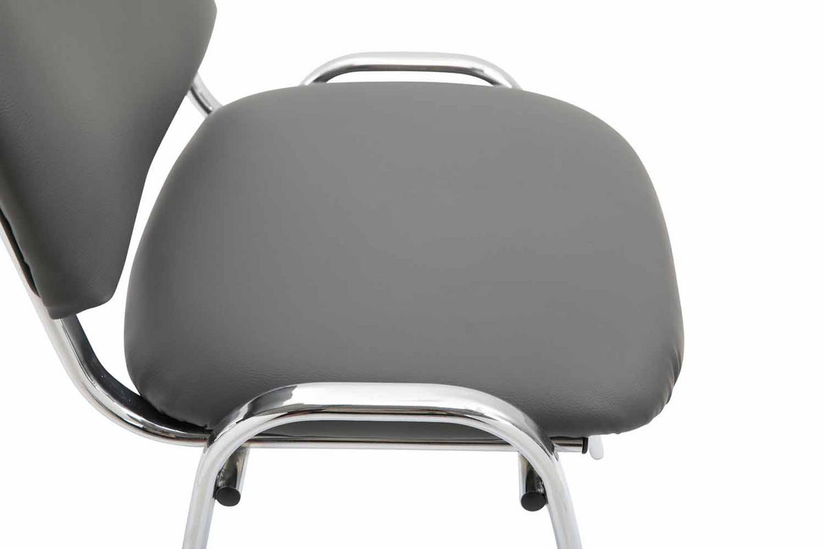 BESUCHERSTUHL Keen, Kunstleder mit Gestell in Chromoptik / Bezug Grau - Chromfarben/Grau, Textil/Metall (54/79/48cm) - TPFLiving