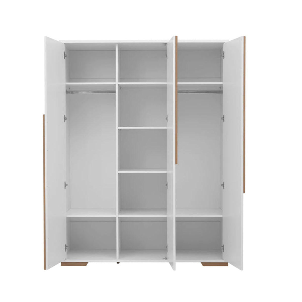 SKRIŇA 3 dvere biela a drevo - biela, kompozitné drevo (145.5/195/56cm) - Petits-meubles