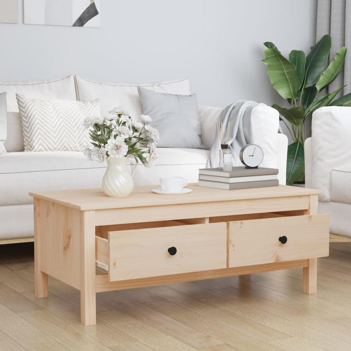 COUCHTISCH 100x50x40 cm Massivholz Kiefer - Hellbraun, Holz (100/50/40cm) - furnicato