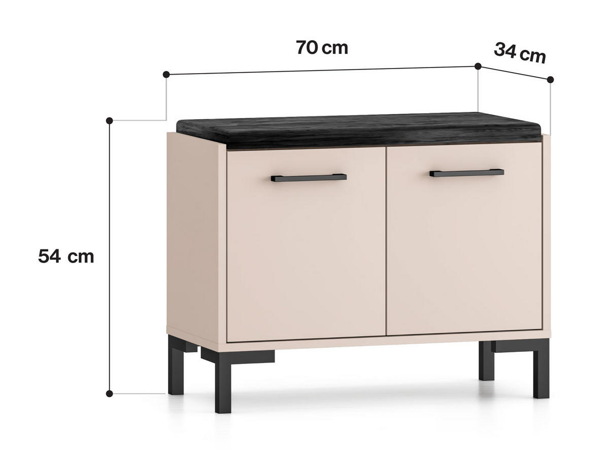 SITZBANK Oiven Cashmere 70 / 34 / 54cm - Kaschmir/Creme, Holz/Holzwerkstoff (70/54/34cm) - Feldmann-Wohnen
