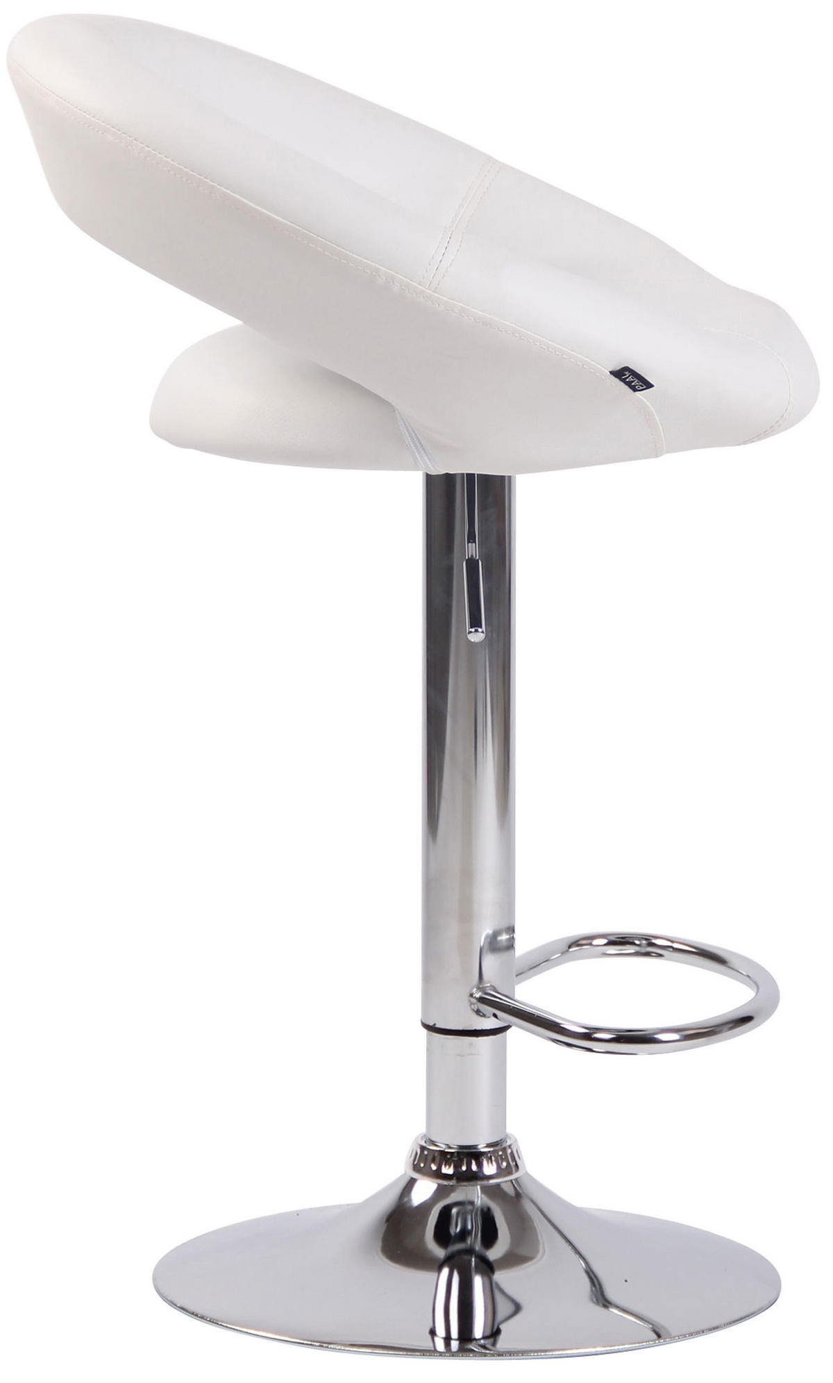 BARHOCKER Mekim Kunstleder Weiß Silber - Weiß, Leder/Metall (53/80/47cm) - DELUKE