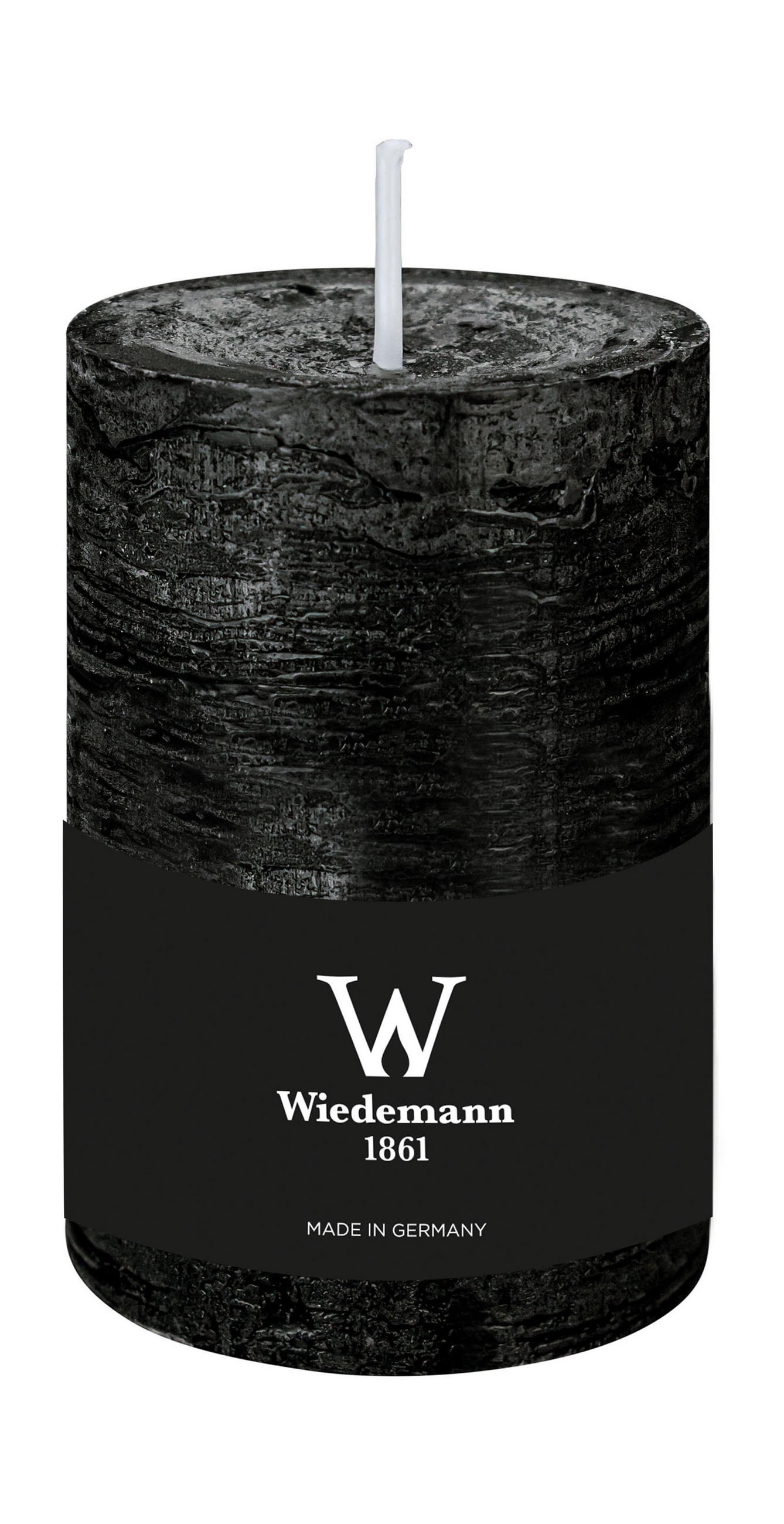 STUMPENKERZE Rustik Marble Style Schwarz 130 x Ø 78 mm, 1 Stück - Schwarz, Paraffin (8/13cm) - Wiedemann Kerzen