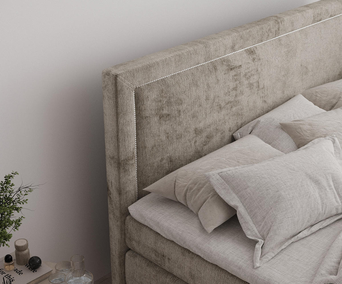 BOXSPRINGBETT Lavenda Beige 200/200 cm - Beige/Schwarz, Holz/Holzwerkstoff (200/200cm) - Maison de Reve