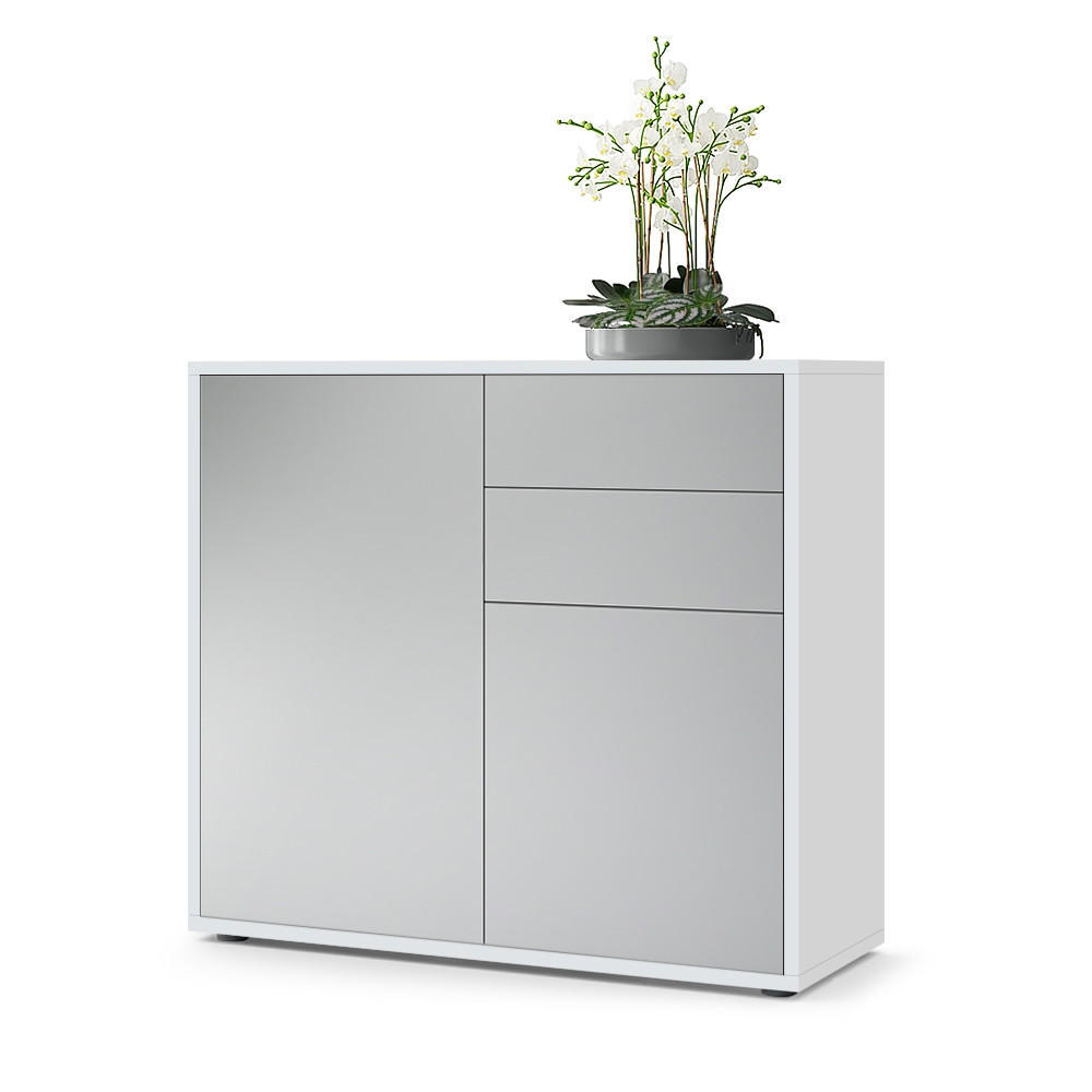 KOMMODE Ben Front in Hellgrau Seidenmatt - Greige, Holzwerkstoff (79/74/36cm) - Vladon