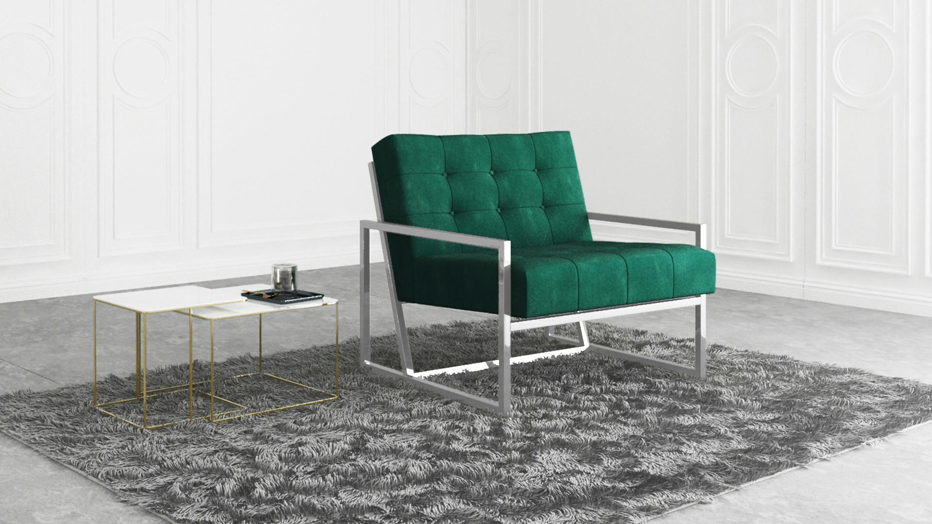 LOUNGESESSEL Duban Grün Samtstoff - Smaragdgrün/Silberfarben, Holz/Textil (84/81/89cm) - S-Style Möbel