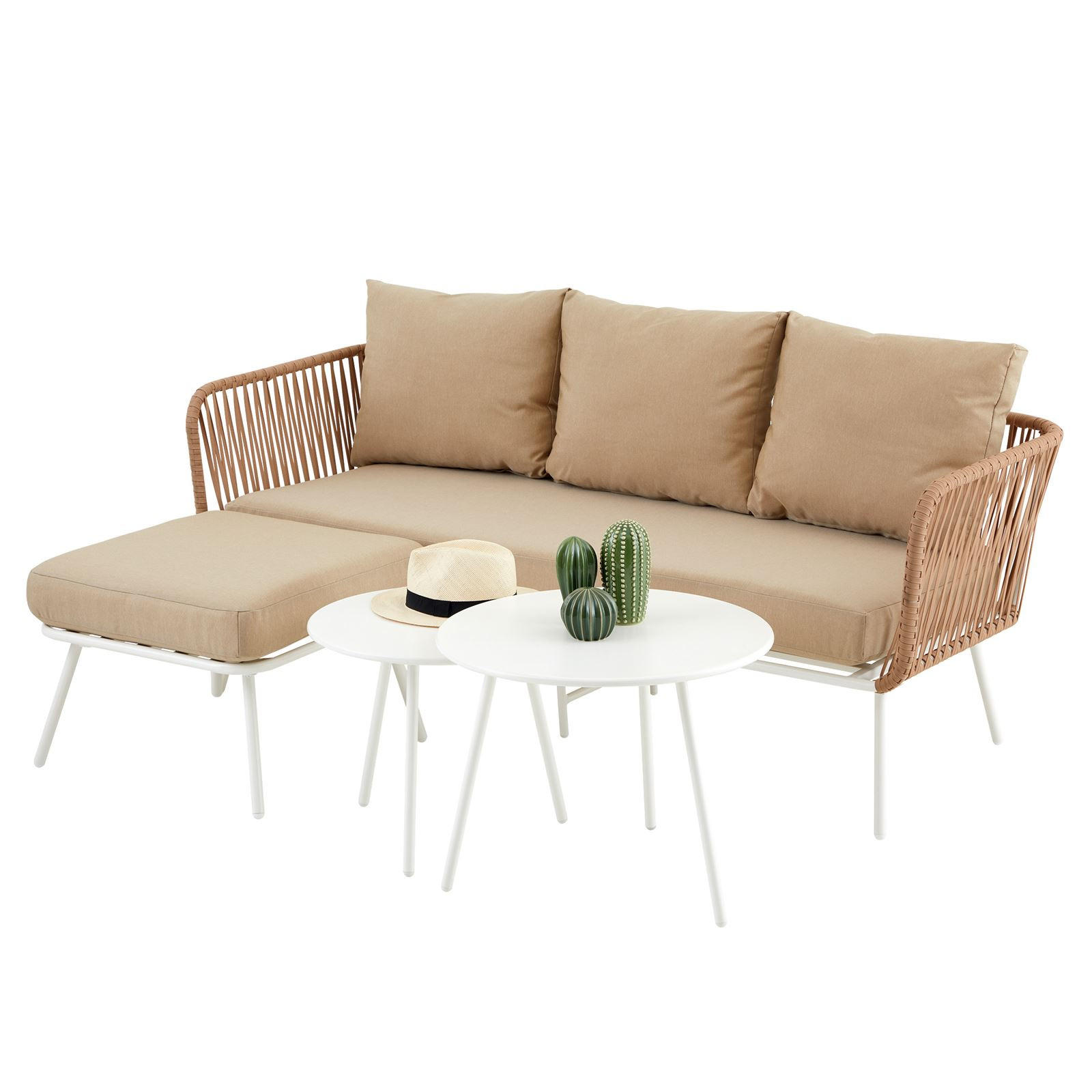 Idimex Gartenlounge Beige, Weiß