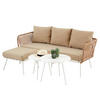 GARTENLOUNGE MYKONOS 4ER SET BEIGE, WEISS - Beige/Weiß, Metall - IDIMEX
