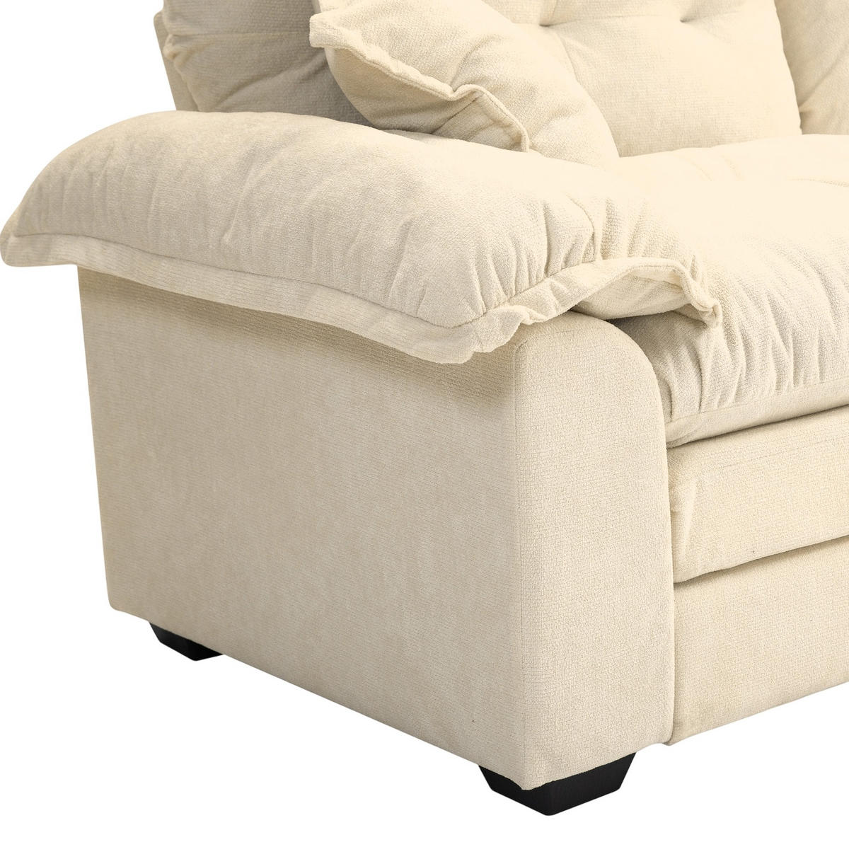 SOFA mit tiefem Sitz 214 x 89 x 93 cm Chenille Beige 2-Sitzer - Beige, Kunststoff (214/93/89cm) - Meubliv