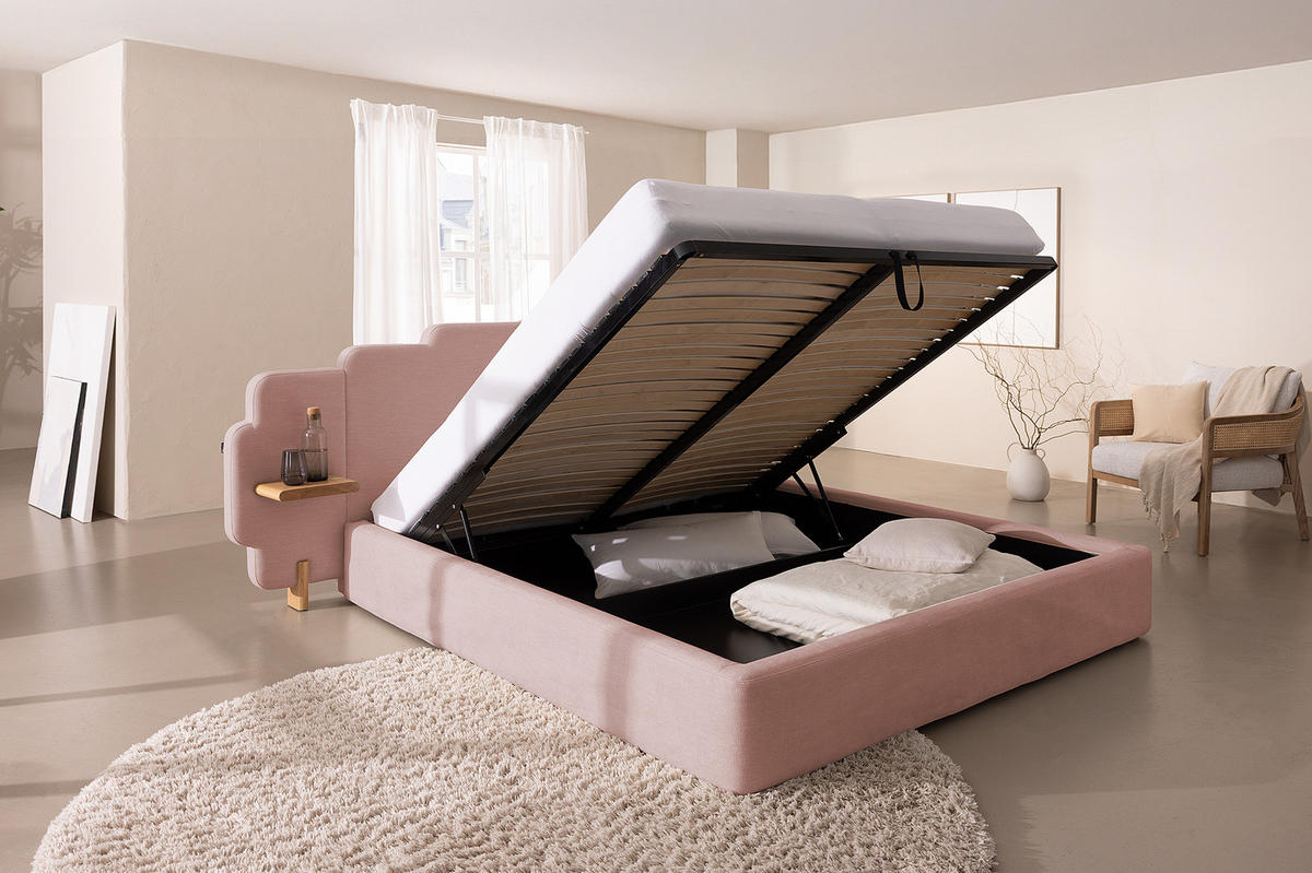 POLSTERBETT - Chenille - Mauve, Textil (200/200cm) - home24