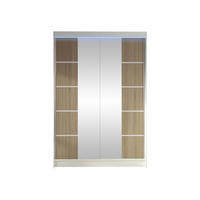 SCHWEBETÜRENSCHRANK Lino V mit RGB LED Beleuchtung - Weiß/Sonoma Eiche, Holzwerkstoff/Metall (120/200/58cm) - MIRJAN24