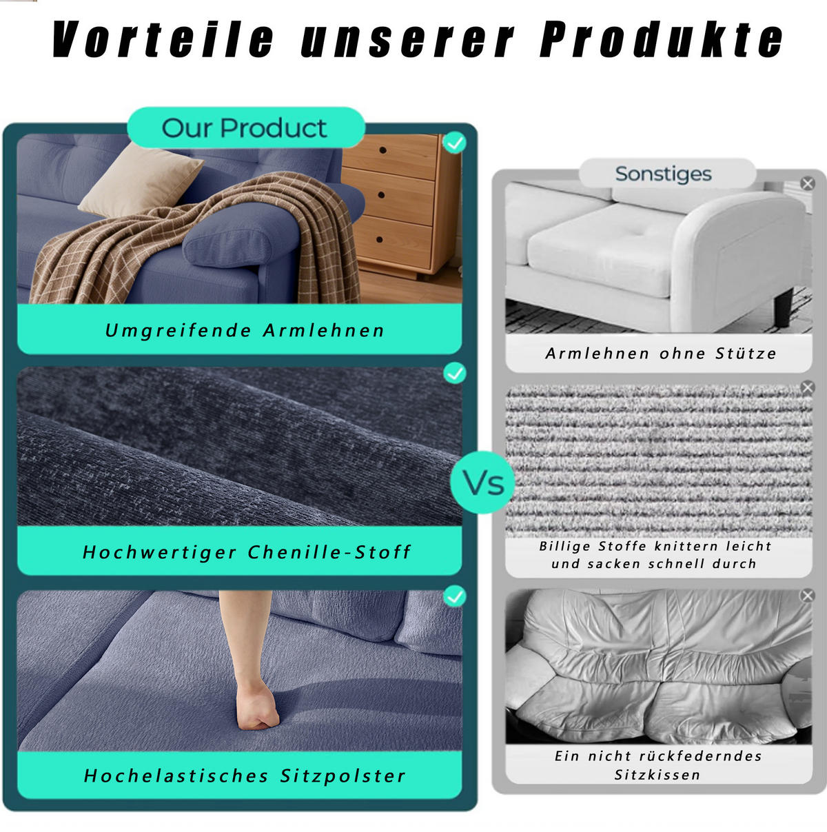 ECKSOFA 187,5/130/79 cm blau aus Holz mit Chenille - Blau, Holz (130/187.5cm) - OKWISH